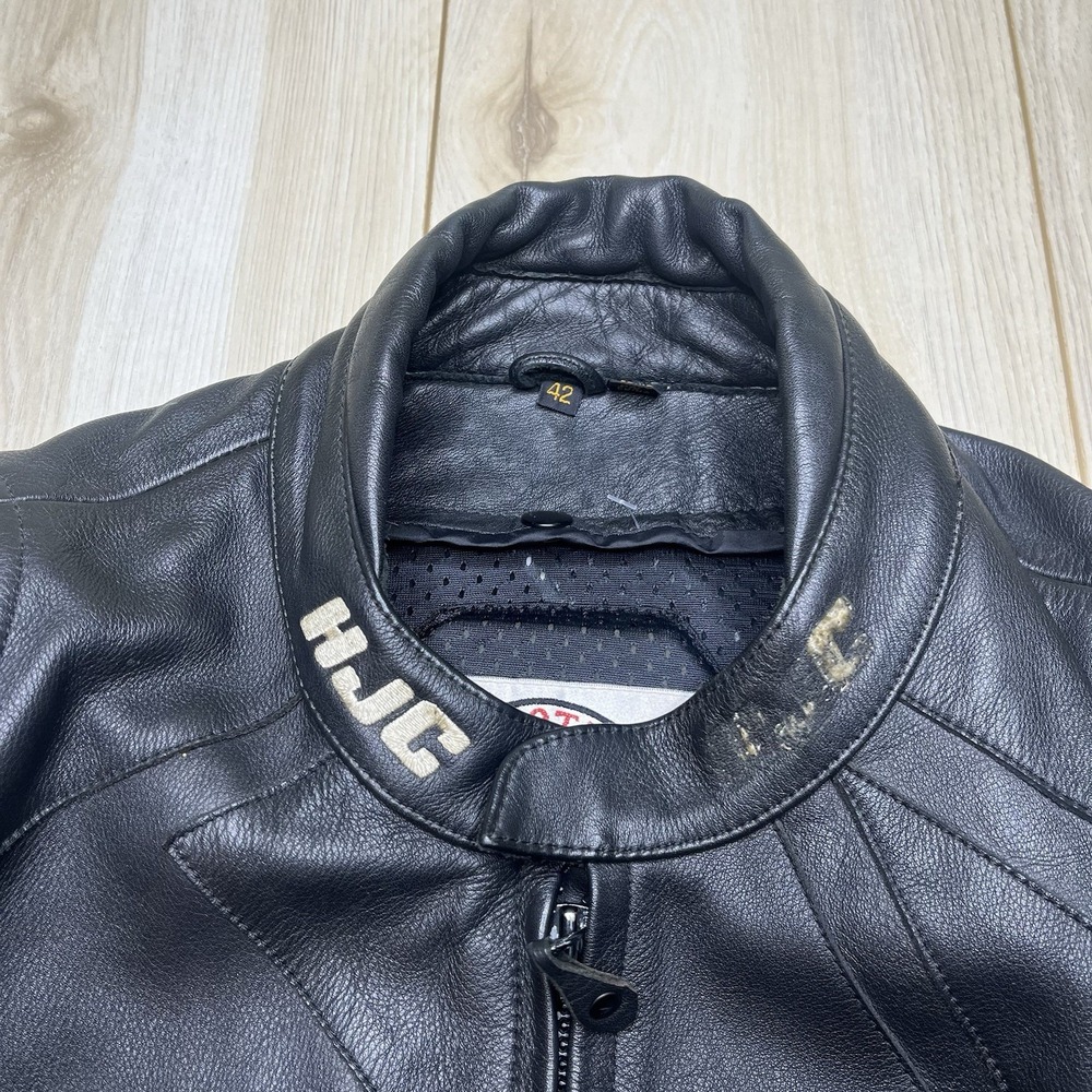 HJC leather Motor Cycle Jacket Cirotech Riding Gear Scotchlite 3M Size 42 - Picture 7 of 16